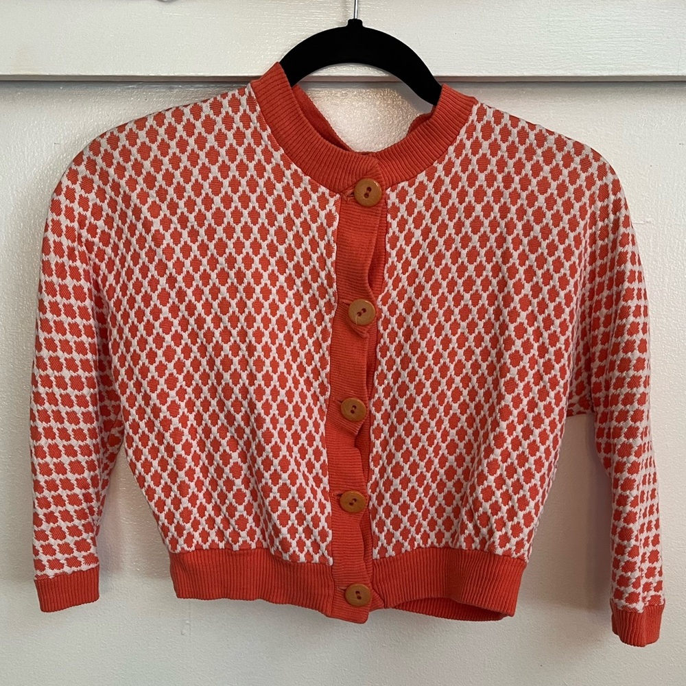 Vintage Koret of California 1950s -60s coral pink sweater .